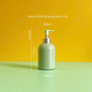 Chai HDPE xanh lá tròn lùn vòi nhấn kẹp xanh lá