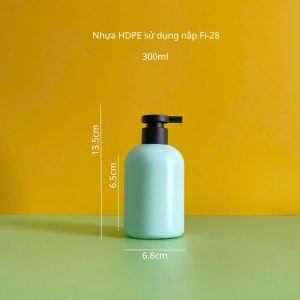 Chai HDPE Xanh Mint Tròn Lùn Vòi Nhấn Đen Nhám