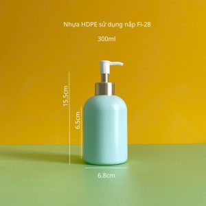 Chai HDPE Xanh Mint Tròn Lùn Vòi Nhấn Trắng