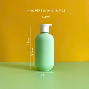 Chai đựng sữa tắm xanh hình trụ chất liệu HDPE vòi nhấn dẹp trắng