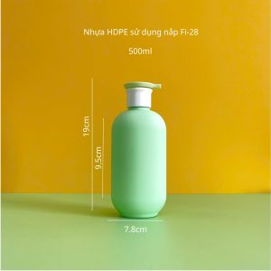Chai đựng sữa tắm xanh hình trụ HDPE vòi nhấn dẹp xanh lá