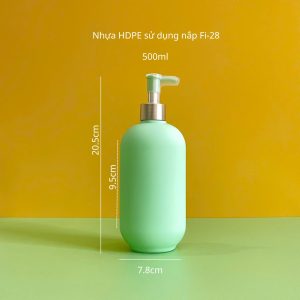 Chai đựng sữa tắm xanh hình trụ HDPE vòi nhấn dẹp xanh