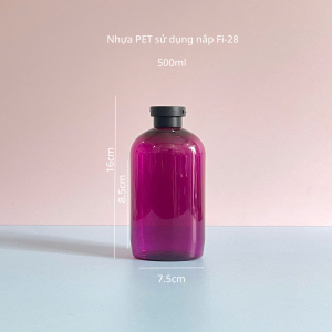Chai PET tím tròn nắp bật Đen 500ml