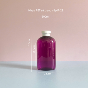 Chai PET tím tròn nắp bật Trắng 500ml