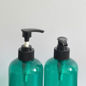 Chai PET xanh ngọc vòi nhấn sóng đen