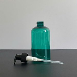 Chai PET xanh ngọc vòi nhấn sóng đen