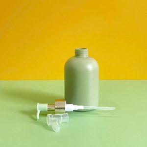 Chai HDPE xanh lá tròn lùn vòi nhấn kẹp xanh lá