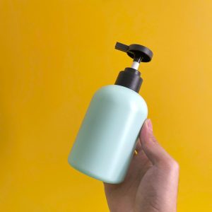 Chai HDPE Xanh Mint Tròn Lùn Vòi Nhấn Đen Nhám