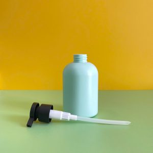 Chai HDPE Xanh Mint Tròn Lùn Vòi Nhấn Đen Nhám