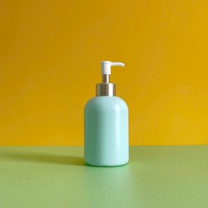 Chai HDPE Xanh Mint Tròn Lùn Vòi Nhấn Trắng