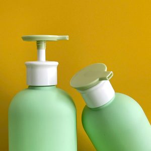 Chai đựng sữa tắm xanh hình trụ HDPE vòi nhấn dẹp xanh lá