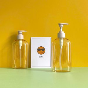 Chai đựng sữa tắm vàng trong PET vòi nhấn nâu nhám