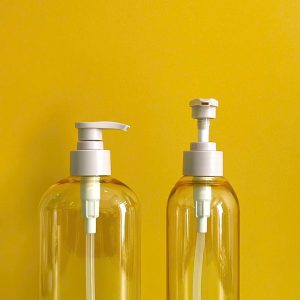 Chai đựng sữa tắm vàng trong PET vòi nhấn nâu nhám