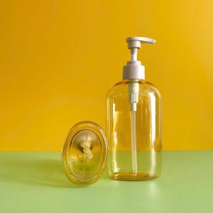 Chai đựng sữa tắm vàng trong PET vòi nhấn nâu nhám