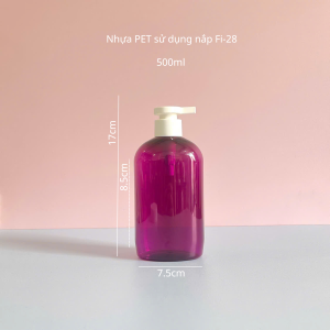 Chai PET tím tròn vòi nhấn trắng nhám 500ml