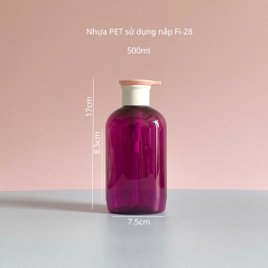 Chai PET tím tròn vòi nhấn dẹp hồng 500ml