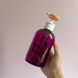 Chai PET tím tròn vòi nhấn dẹp hồng 500ml