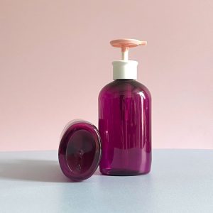 Chai PET tím tròn vòi nhấn dẹp hồng 500ml