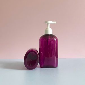 Chai PET tím tròn vòi nhấn trắng nhám 500ml