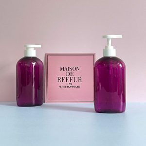 Chai PET tím tròn vòi nhấn trắng nhám 500ml