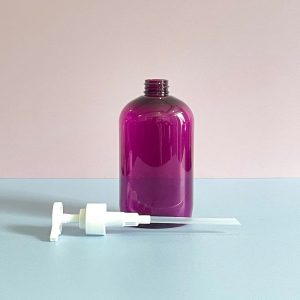 Chai PET tím tròn vòi nhấn trắng nhám 500ml